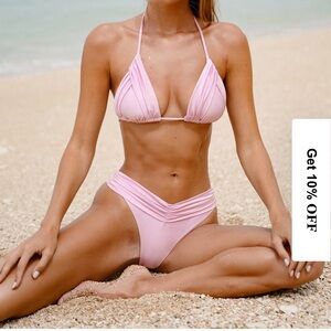 BERLOOK Pink Ruched Bikini Set